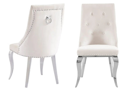 Lot de 4 chaises capitonnées velours écru | Kalyx