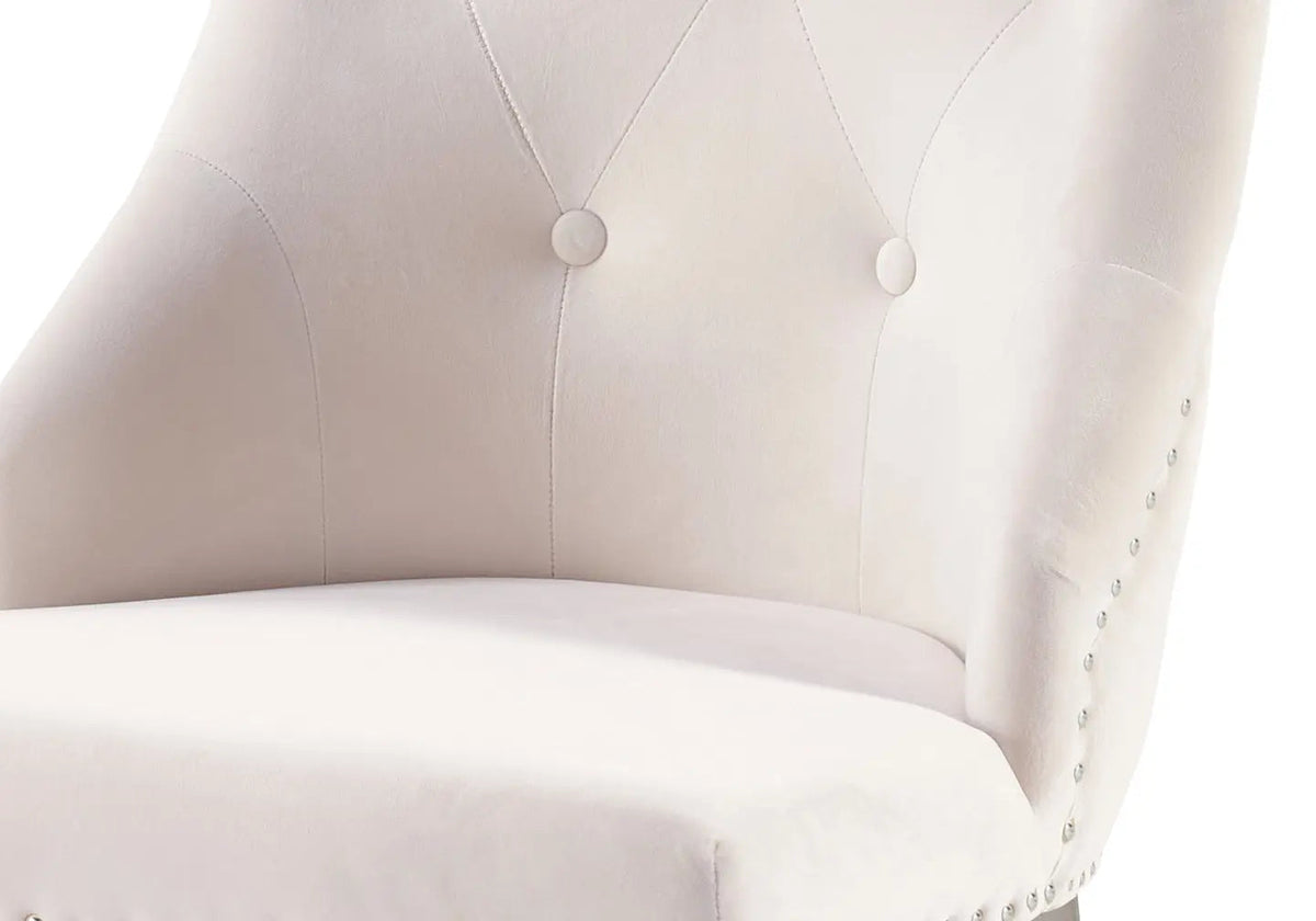 Lot de 4 chaises capitonnées velours écru | Kalyx