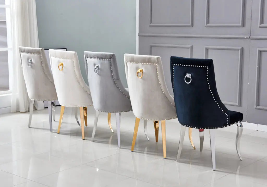 Lot de 4 chaises capitonnées velours écru | Kalyx
