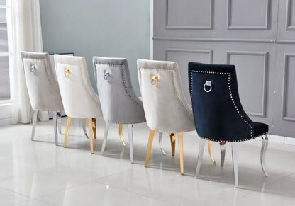 Lot de 4 chaises capitonnées velours écru | Kalyx