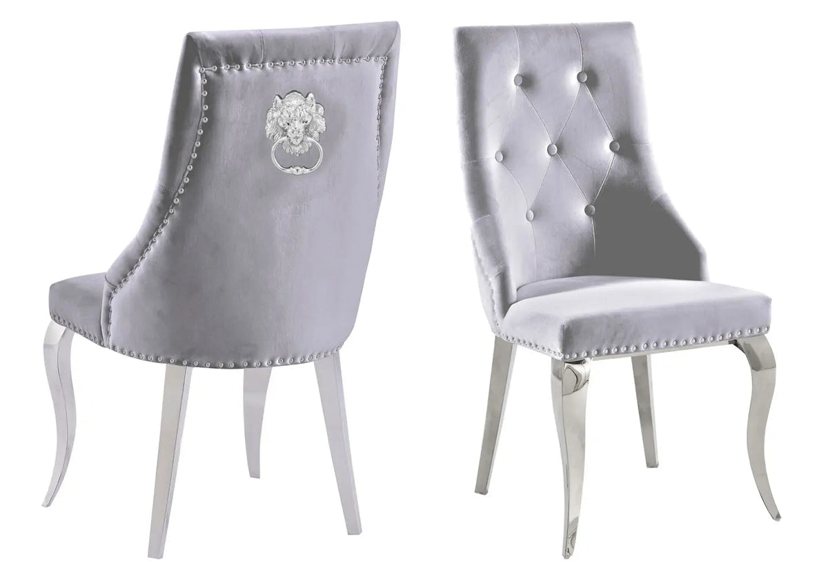 Lot de 4 chaises capitonnées en gris perle | Yari