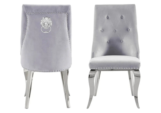 Lot de 4 chaises capitonnées en gris perle | Yari