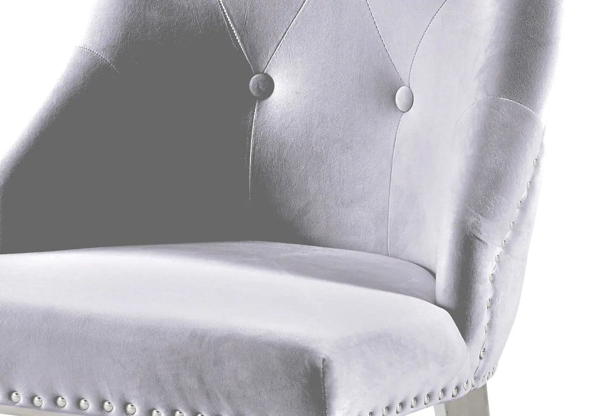 Lot de 4 chaises capitonnées en gris perle | Yari