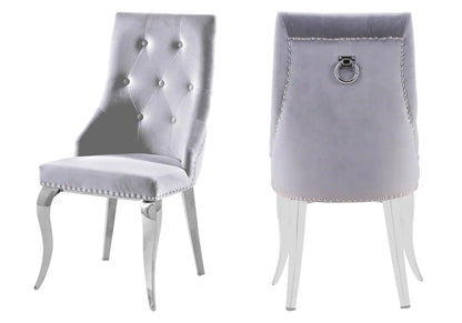 Lot de 4 chaises capitonnées en gris | Kalyx