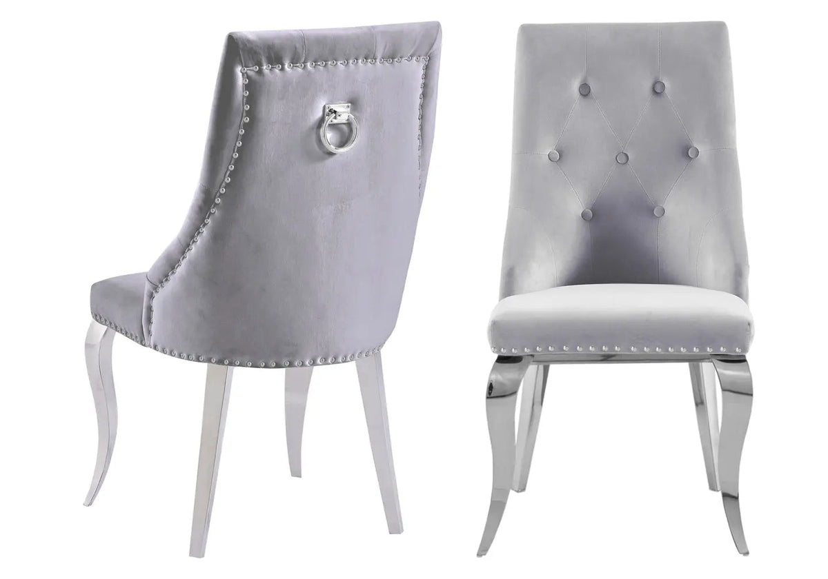 Lot de 4 chaises capitonnées en gris | Kalyx