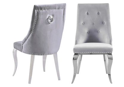 Lot de 4 chaises capitonnées en gris | Kalyx