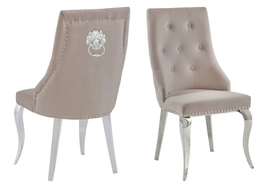 Lot de 4 chaises capitonnées en taupe | Yari