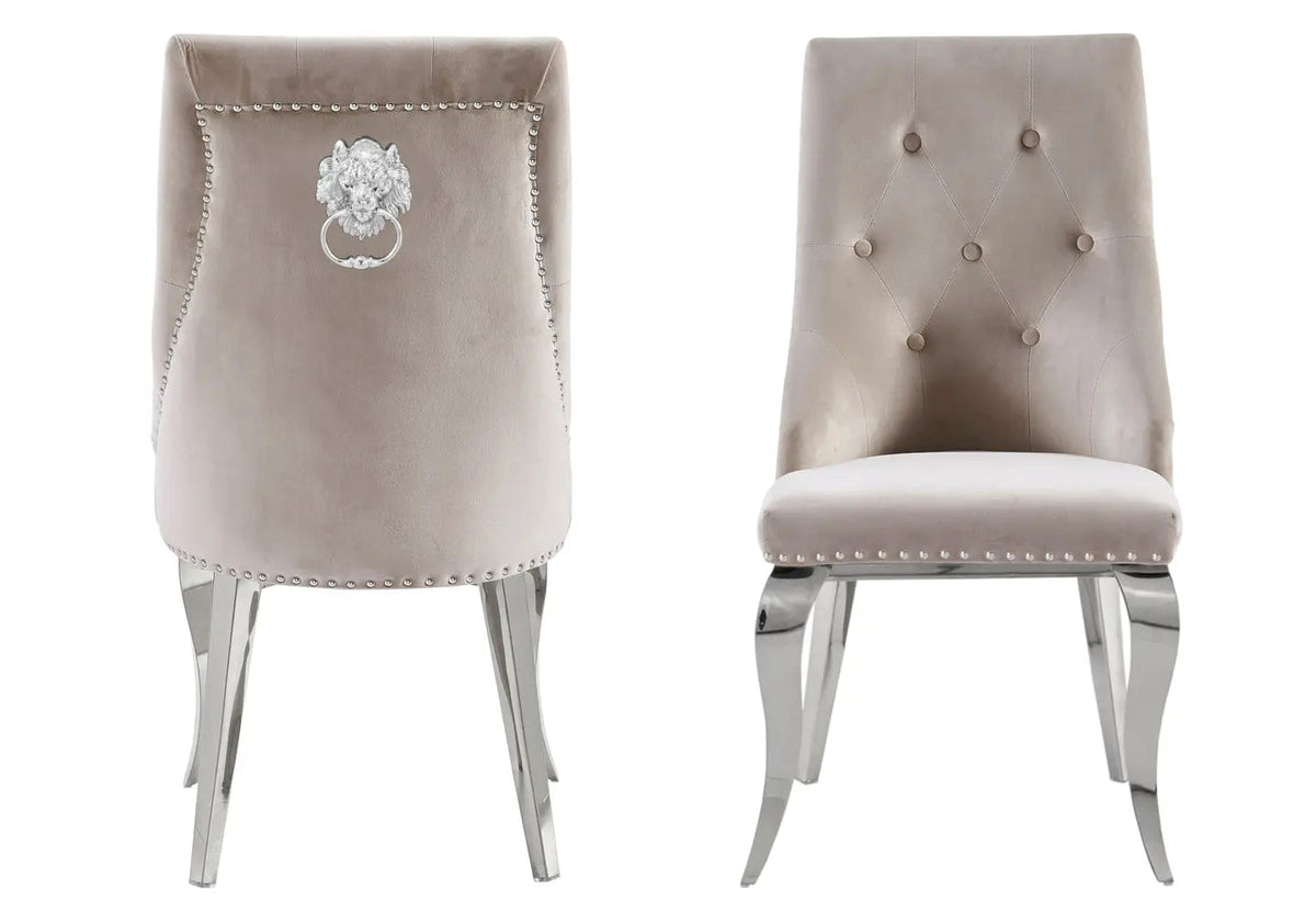 Lot de 4 chaises capitonnées en taupe | Yari