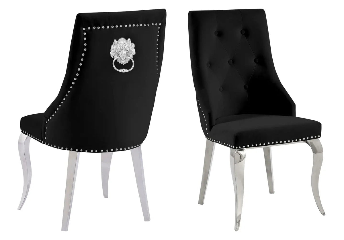 Lot de 4 chaises capitonnées en noir | Yari