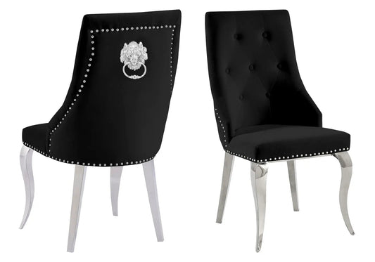 Lot de 4 chaises capitonnées en noir | Yari