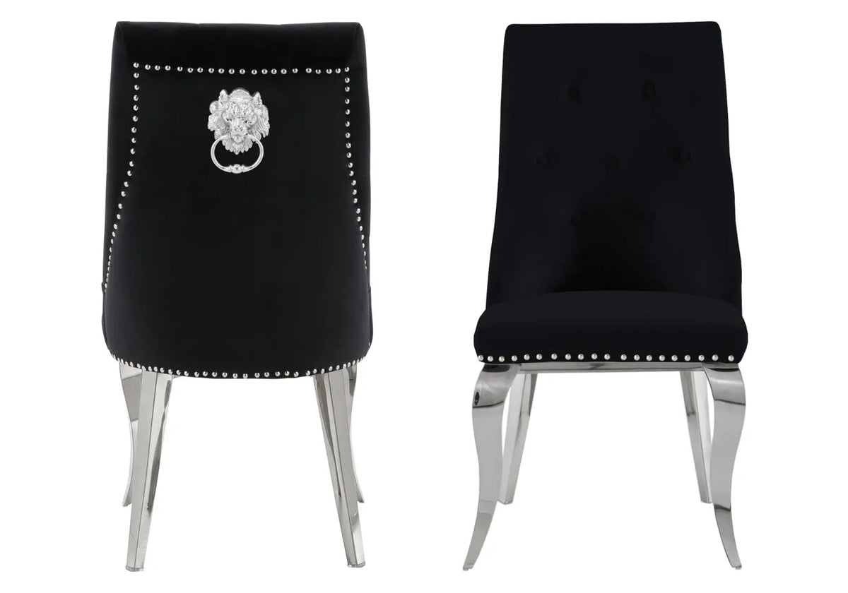 Lot de 4 chaises capitonnées en noir | Yari