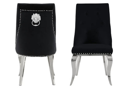 Lot de 4 chaises capitonnées en noir | Yari
