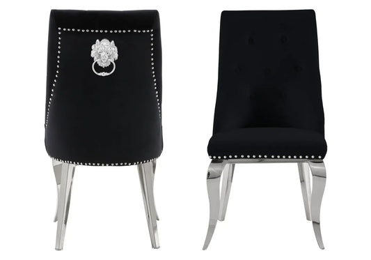 Lot de 4 chaises capitonnées en noir | Yari