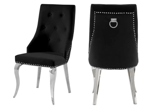 Lot de 4 chaises cloutées en noir et anneau | Kalyx