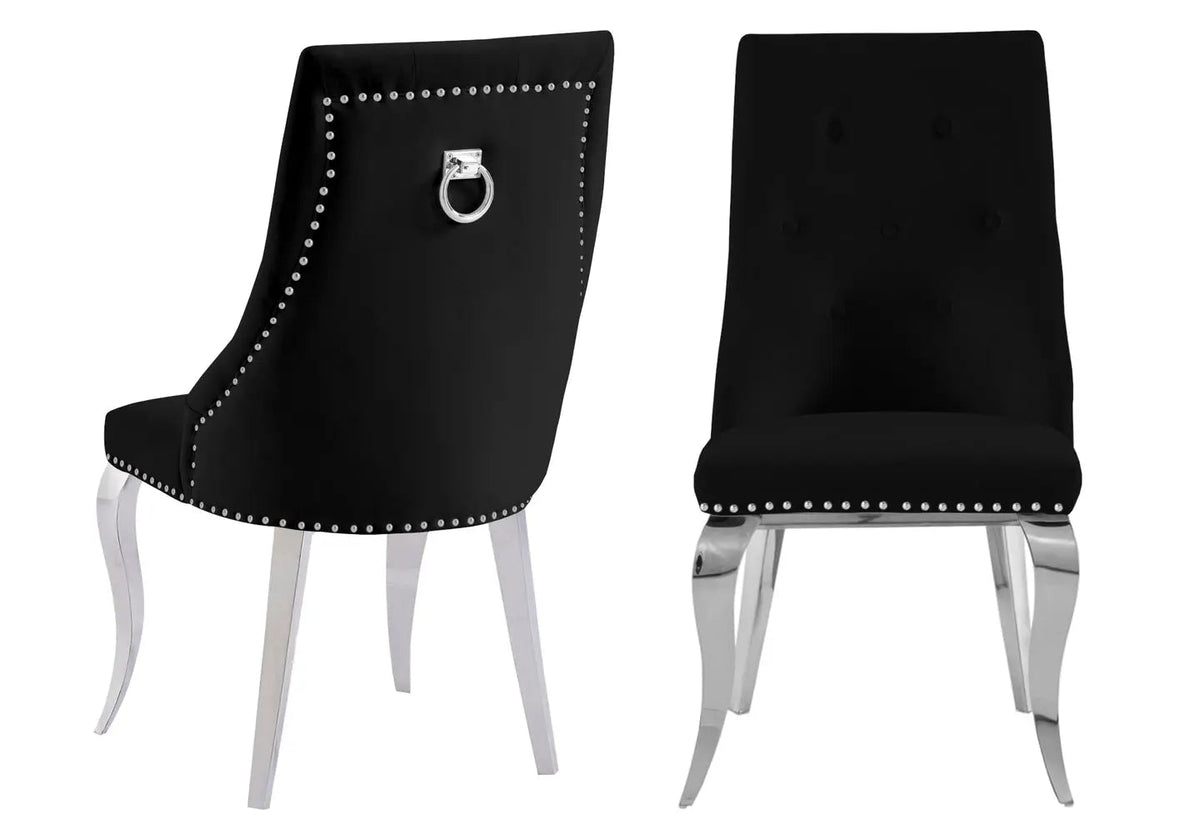 Lot de 4 chaises cloutées en noir et anneau | Kalyx