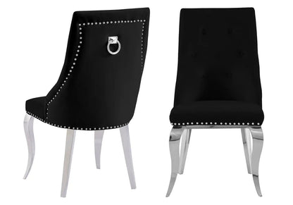 Lot de 4 chaises cloutées en noir et anneau | Kalyx