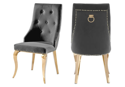 Lot de 4 chaises cloutées en anthracite | Kalyx