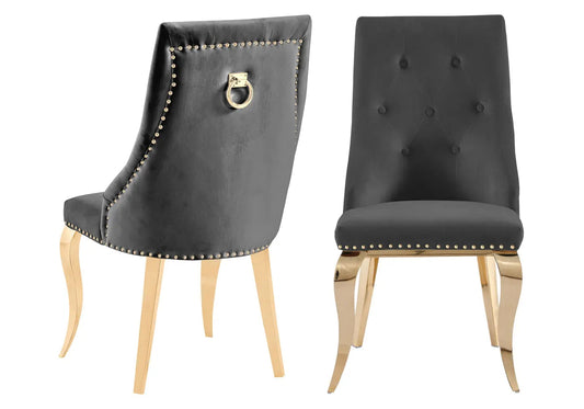 Lot de 4 chaises cloutées en anthracite | Kalyx