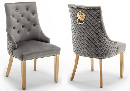 Lot de 2 chaises anthracite tête de lion | Kreo