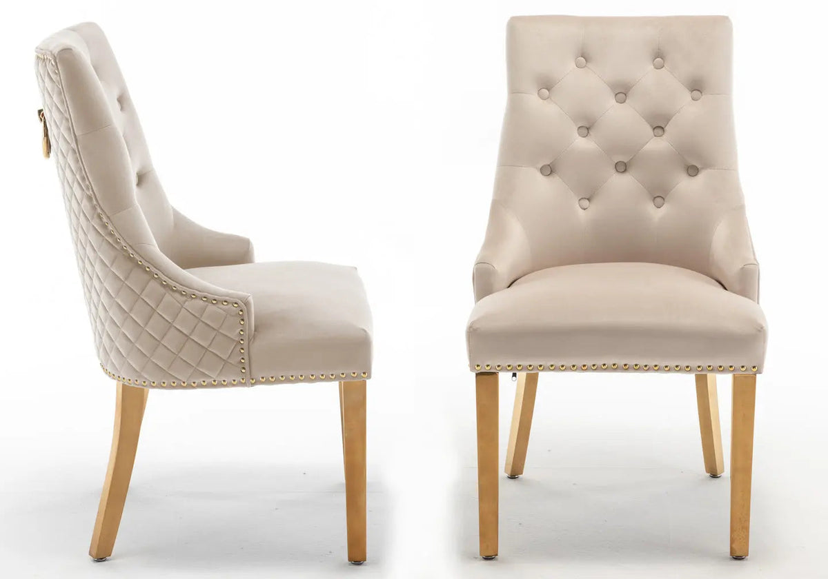 Lot de 2 chaises capitonnées en beige | Nuvio