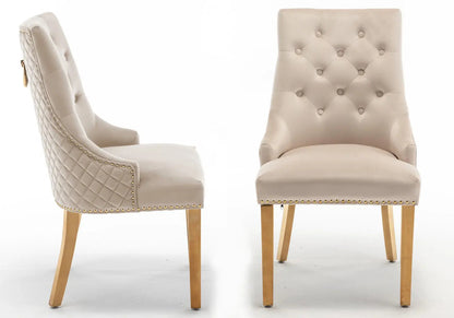 Lot de 2 chaises capitonnées en beige | Nuvio