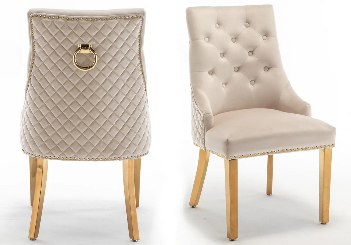 Lot de 2 chaises capitonnées en beige | Nuvio