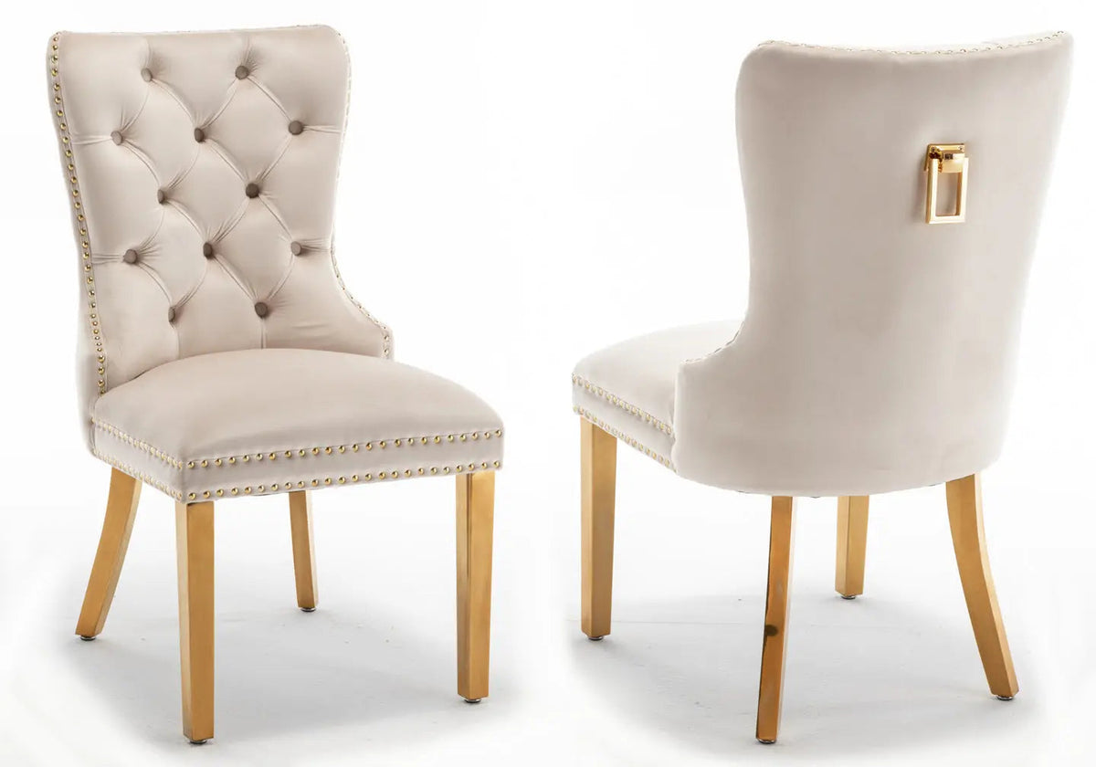 Lot de 2 chaises en beige capitonnées | Vexta