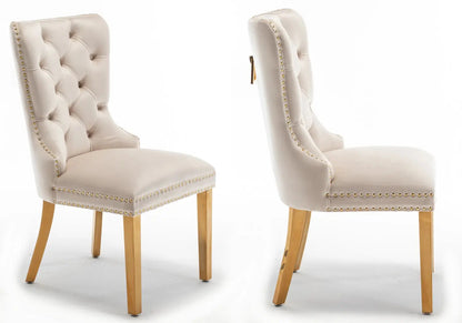 Lot de 2 chaises en beige capitonnées | Vexta