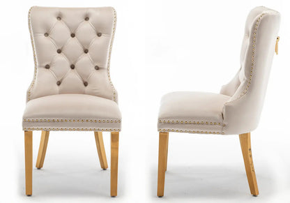 Lot de 2 chaises en beige capitonnées | Vexta