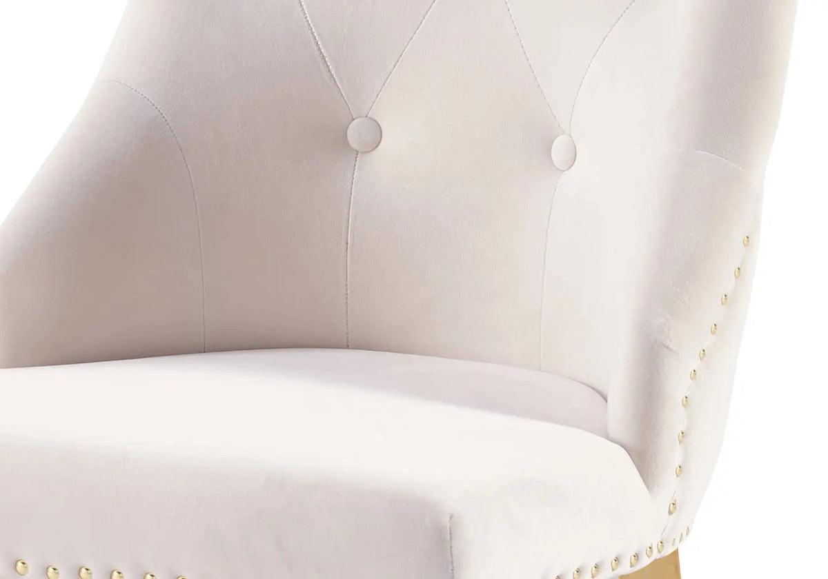 Lot de 4 chaises cloutées velours écru et doré | Kalyx
