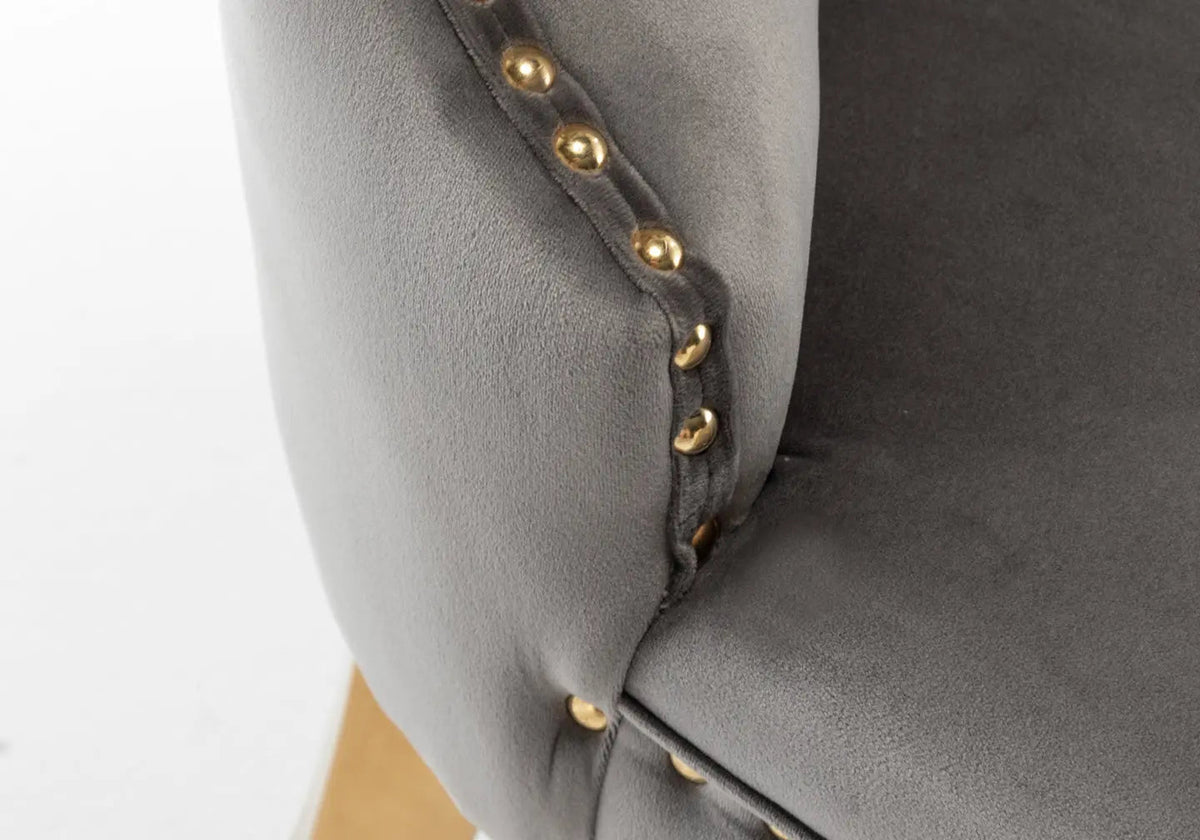 Lot de 2 chaises en gris à poignée dorée | Vexta