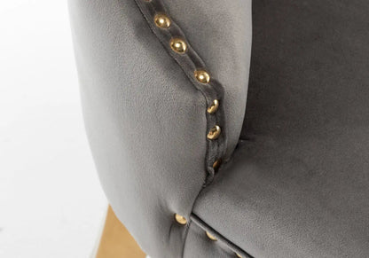 Lot de 2 chaises en gris à poignée dorée | Vexta
