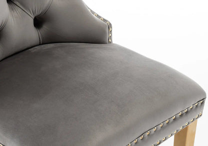 Lot de 2 chaises en gris à poignée dorée | Vexta