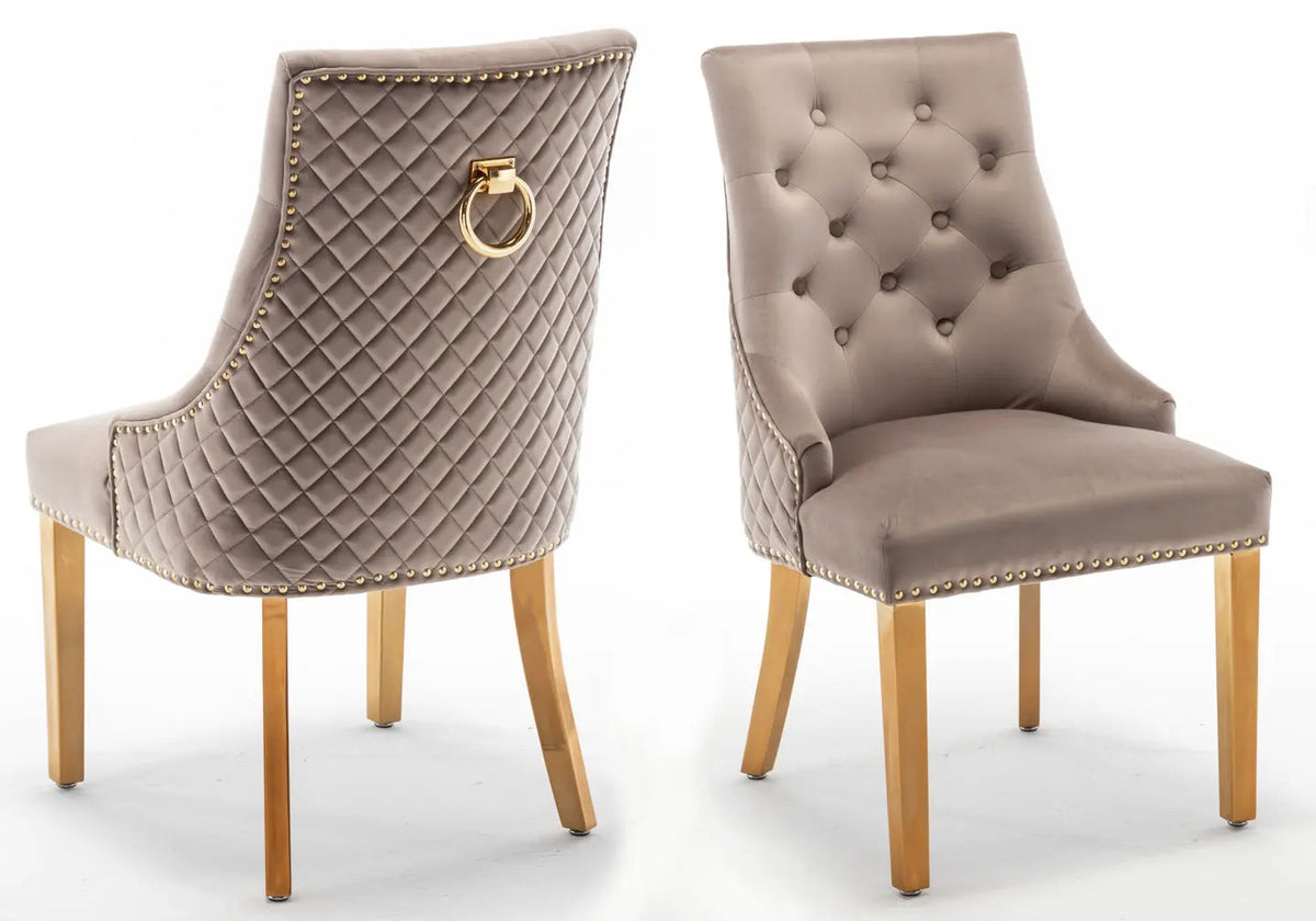 Lot de 2 chaises capitonnées en moka | Nuvio