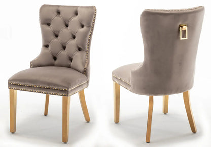 Lot de 2 chaises en moka et poignée dorée | Vexta