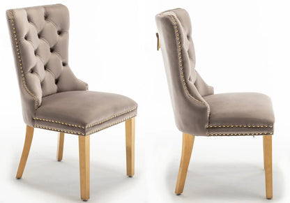 Lot de 2 chaises en moka et poignée dorée | Vexta