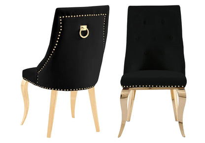 Lot de 4 chaises cloutées en noir et doré | Kalyx