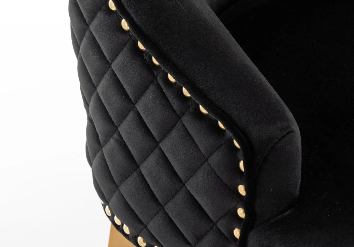 Lot de 2 chaises capitonnées noir et doré | Nuvio