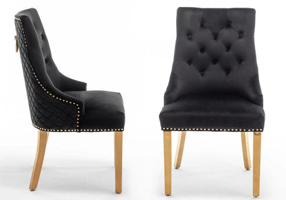 Lot de 2 chaises capitonnées noir et doré | Nuvio