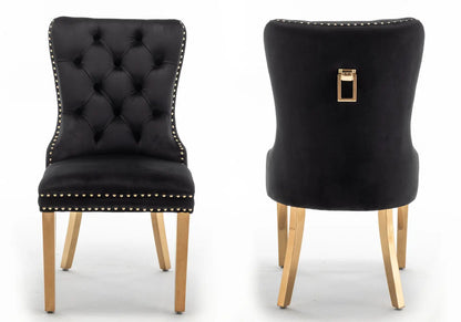 Lot de 2 chaises en noir avec poignée dorée | Vexta