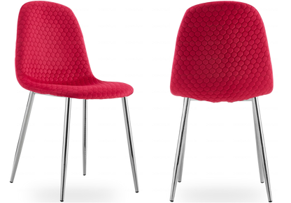 Lot de 6 chaises scandinaves velours alvéolé fuchsia | Sixo