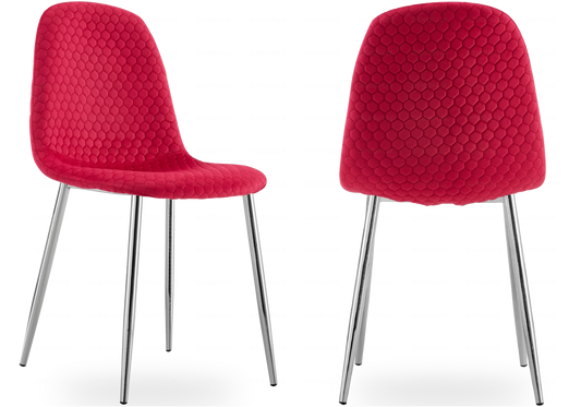 Lot de 6 chaises scandinaves velours alvéolé fuchsia | Sixo