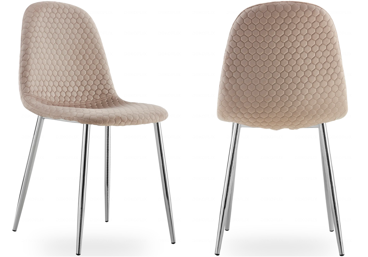 Lot de 6 chaises scandinaves velours alvéolé taupe | Sixo