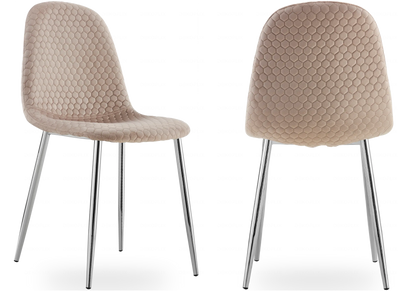 Lot de 6 chaises scandinaves velours alvéolé taupe | Sixo