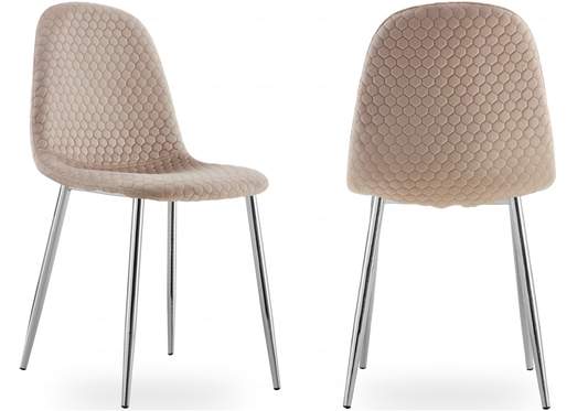 Lot de 6 chaises scandinaves velours alvéolé taupe | Sixo
