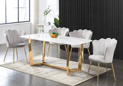 Lot de 2 chaises coquillage gris pieds or | Veltra