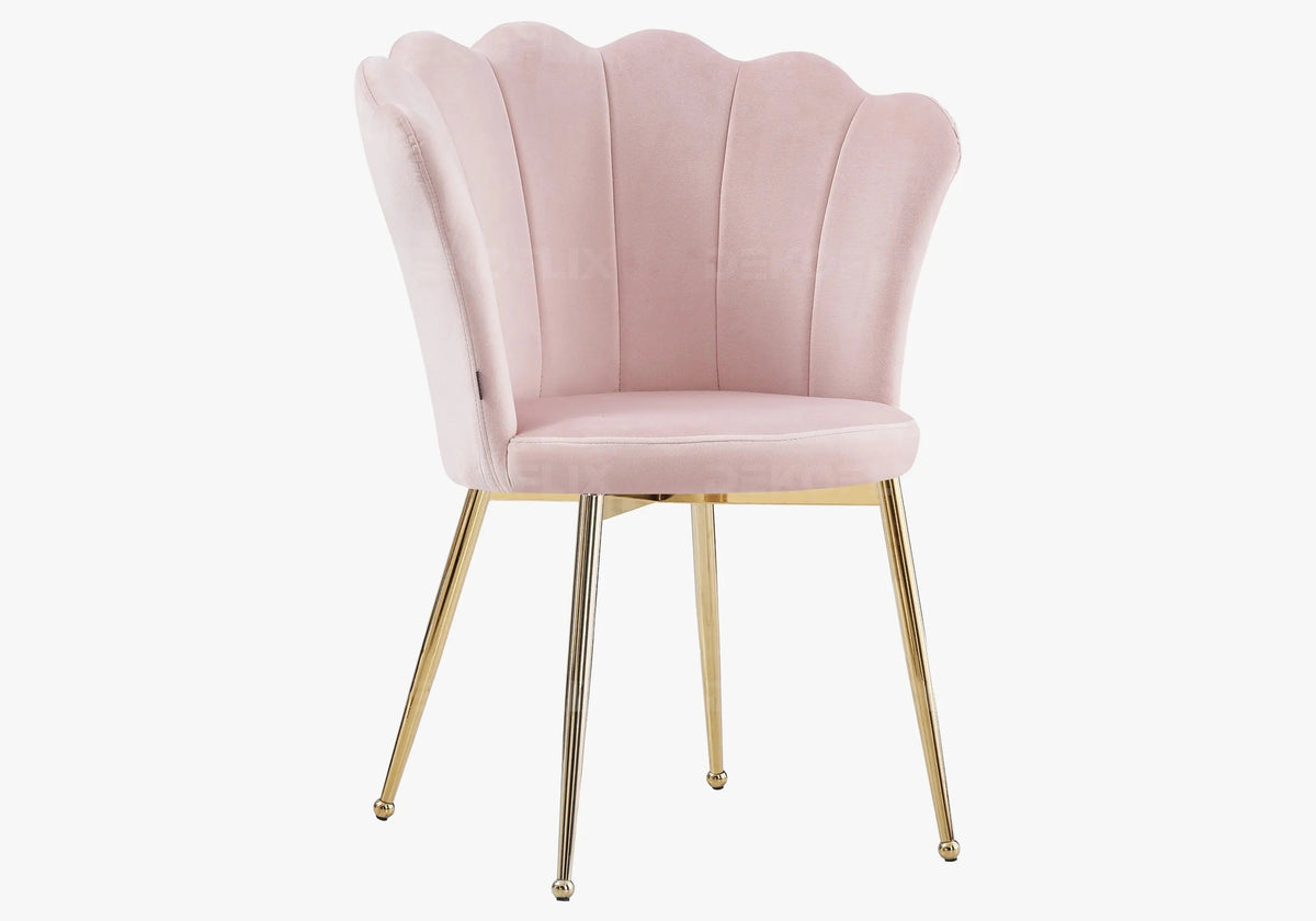 Lot de 2 chaises coquillage rose pieds or | Veltra