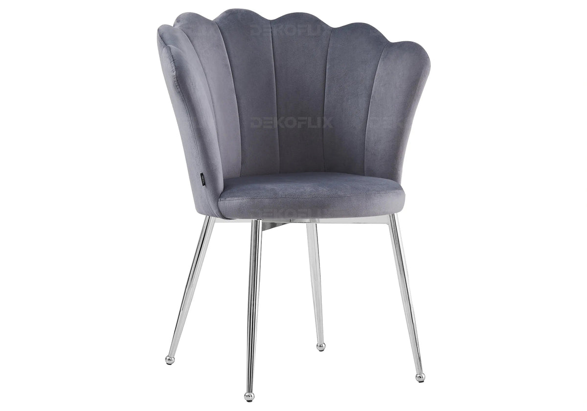 Lot de 2 chaises coquillage velours argent | Veltra