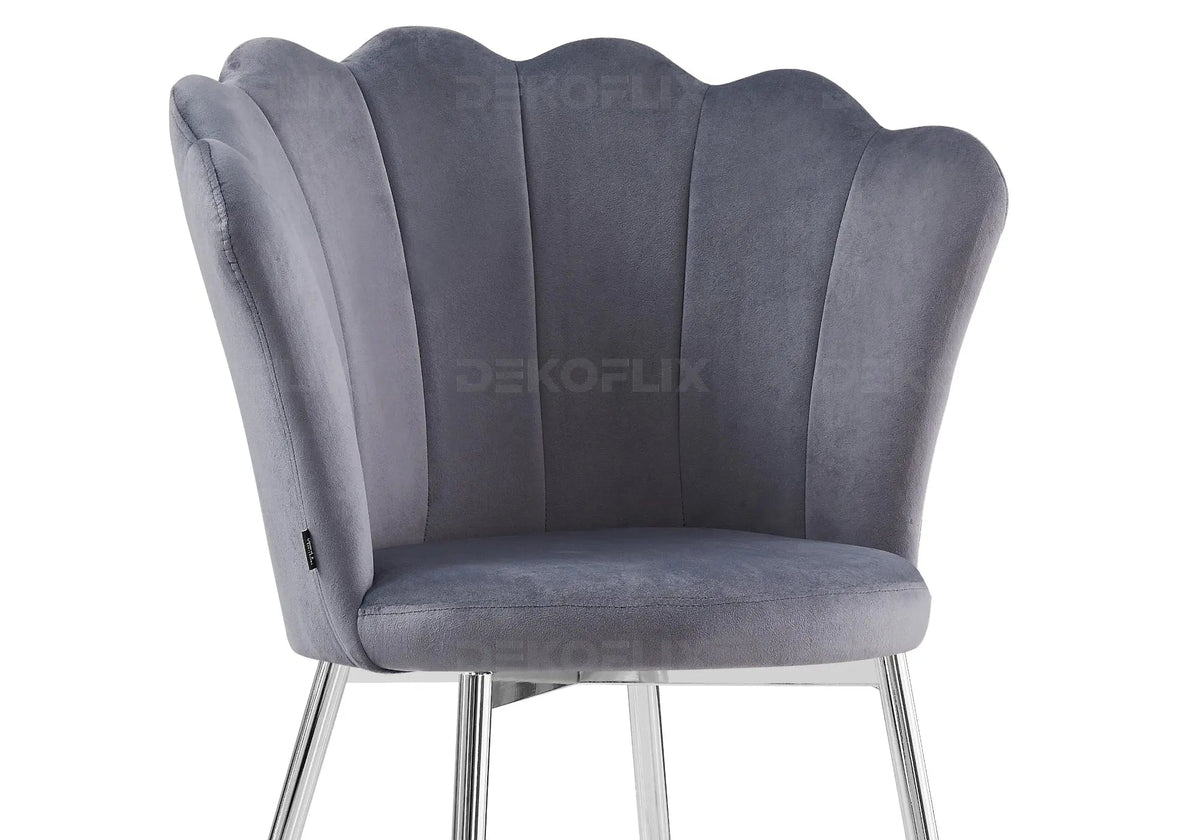 Lot de 2 chaises coquillage velours argent | Veltra