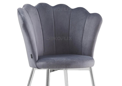 Lot de 2 chaises coquillage velours argent | Veltra